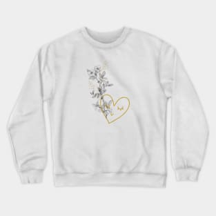 Wild Rose Flower with Heart Crewneck Sweatshirt